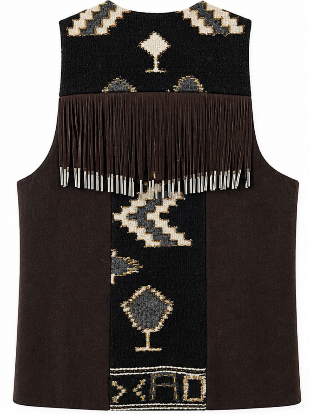 Woolen Fringe Beaded Vest