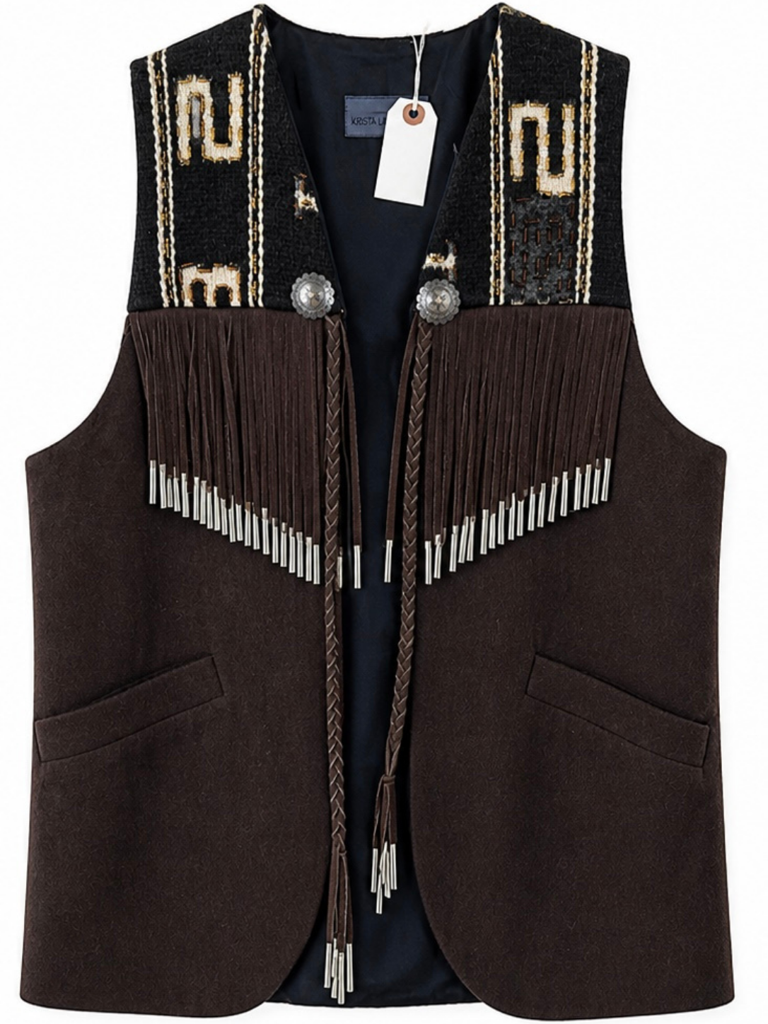 Woolen Fringe Beaded Vest