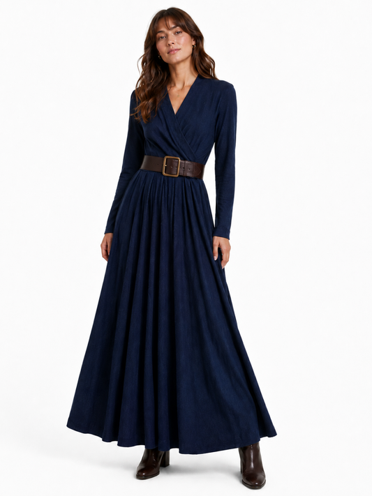 Western Wool Black Maxi Dress