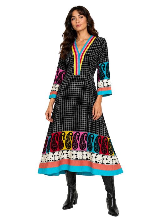 Rainbow Technicolor Maxi Dress