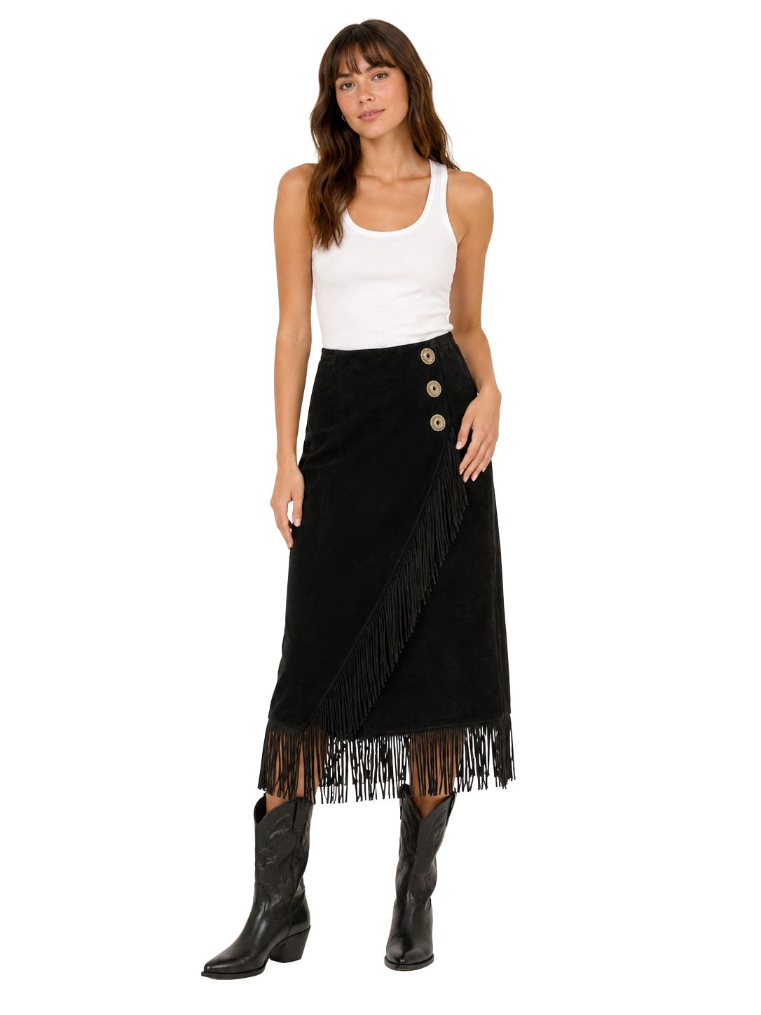Wild West Suede Fringe Skirt