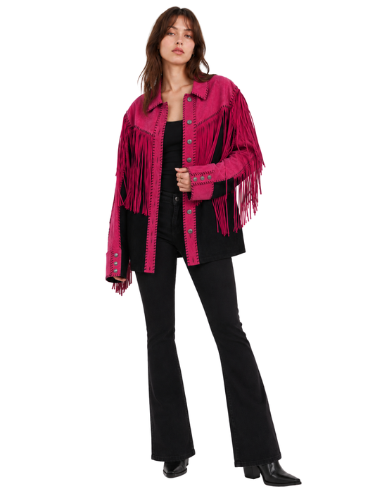 Paint it Red Suede Fringe Jacket