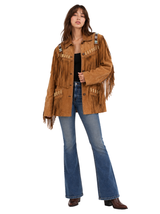 Trading Post Beaded Leather Fringe Jacket