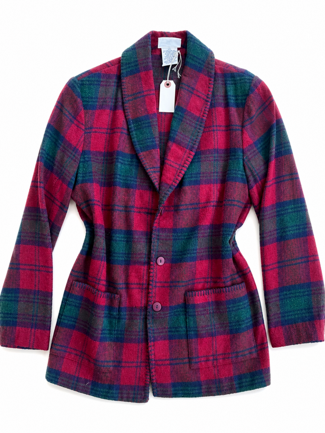 Whipstitch Plaid Blazer