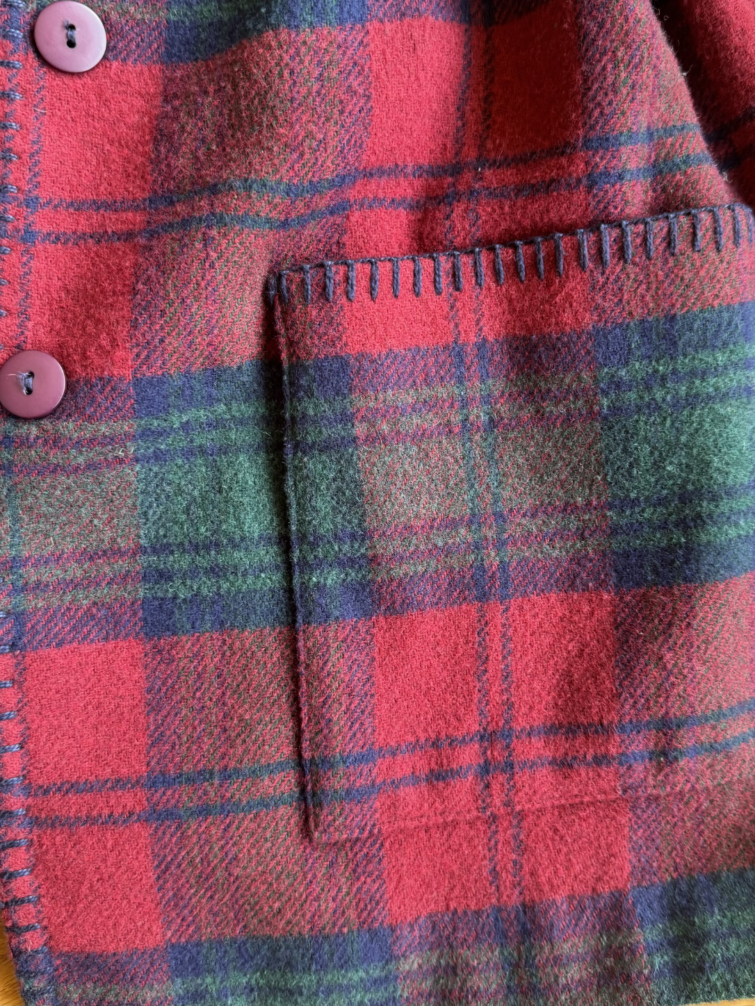 Whipstitch Plaid Blazer
