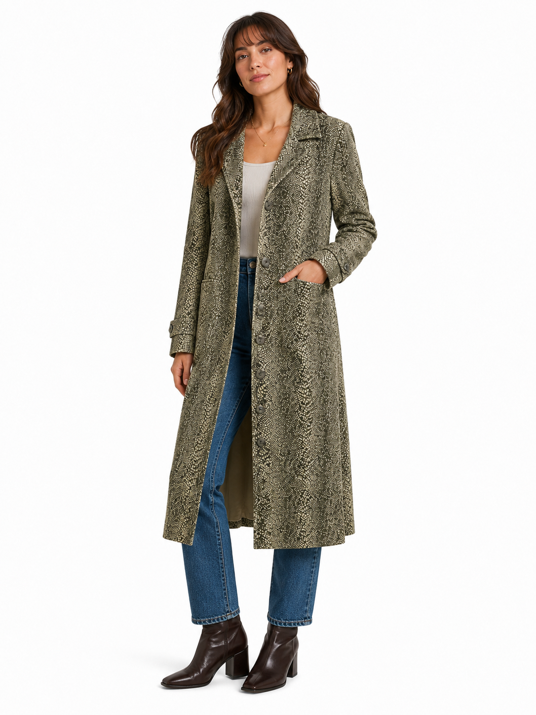 Jessica Howard Reptilian Duster Coat
