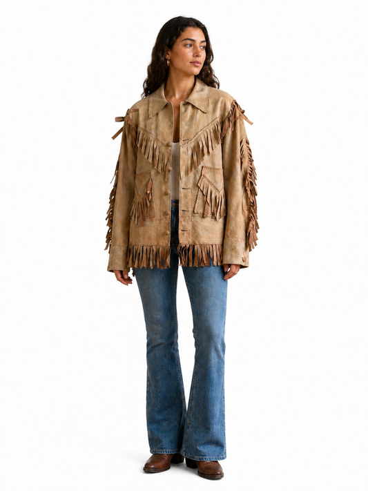Handmade Suede Fringe Leather Jacket